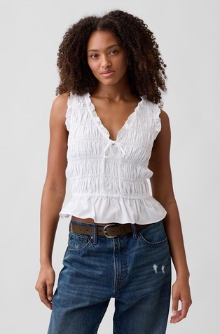 Smocked Sleeveless Top