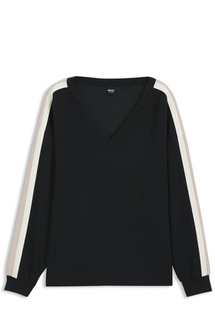 V-neck sweatshirt with contrast stripes