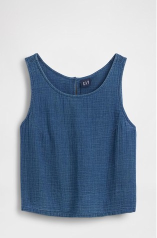 Cotton Gauze Denim Shell Tank Top