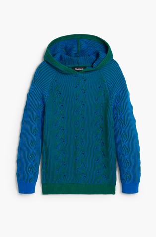 Unisex pleten pulover s kapuljačom