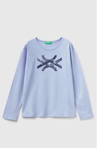 Pamučna majica dugih rukava s logotipom od šljokica