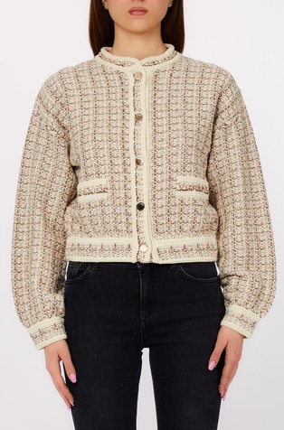 Knit jacket with rhinestones