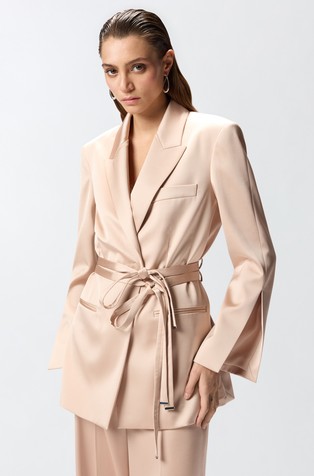 Satin jacket with belt