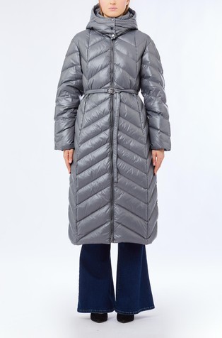 Duga prošivena jakna punjena paperjem s kapuljačom
