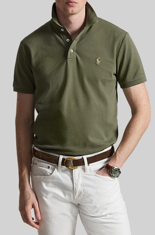 Custom slim fit rastezljiva polo majica s mrežastom strukturom