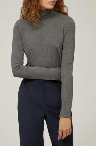 Rastezljiva viskozna majica s visokim ovratnikom