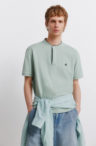 Mandarin collar polo shirt slim fit