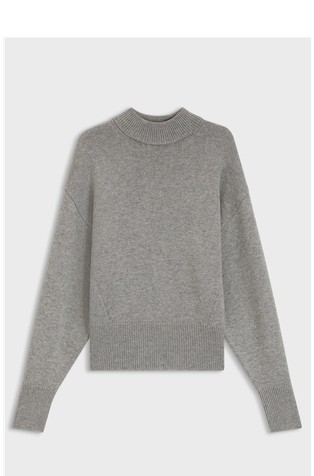 Relaxed-fit knitted sweater with mock neckline