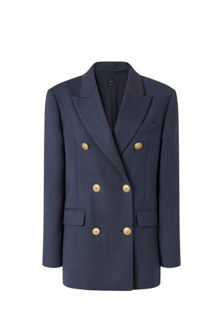 Sako s dvorednim kopčanjem s gumbima zlatne boje