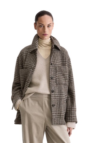 Relaxed fit karirana košulja-jakna od mješavine vune