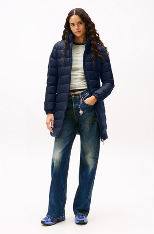 Water repellent Faux Fur Trim Hooded Down Coat
