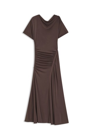 Stretch viscose dress with gathered details