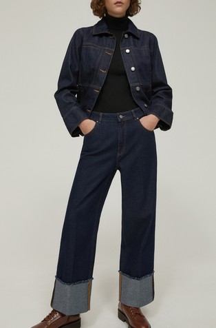 Cropped jeans hlače s uvrnutim rubom nogavica