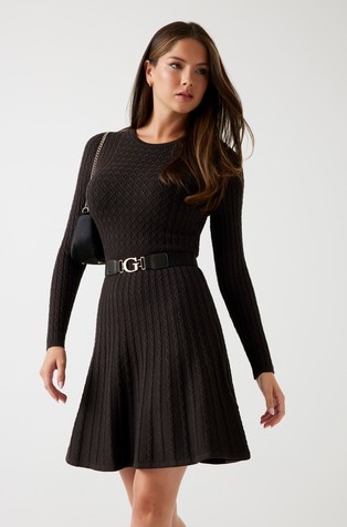 Cable-knit sweater short dress