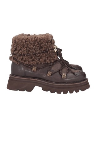 Roxane leather ankle boot with faux-fur