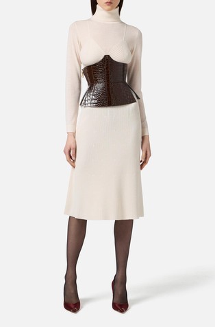 Pletena haljina od mješavine vune s poluprozirnim umetcima