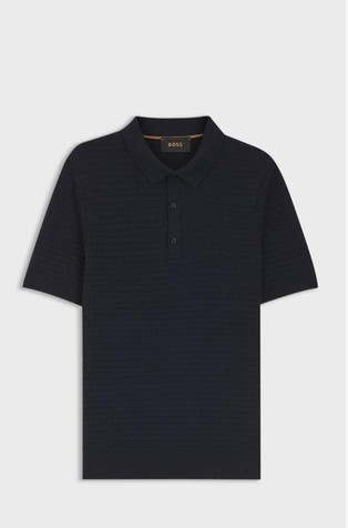 Knit short-sleeved polo in silk and cotton