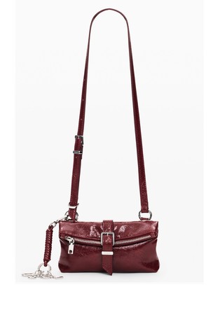 Mini crossbody logo bag in glossy faux-leather