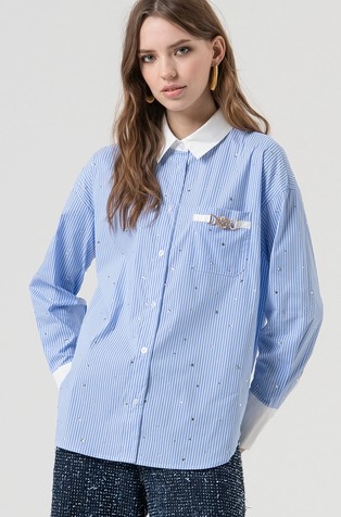 Prugasta košulja s ukrasnim kamenčićima
