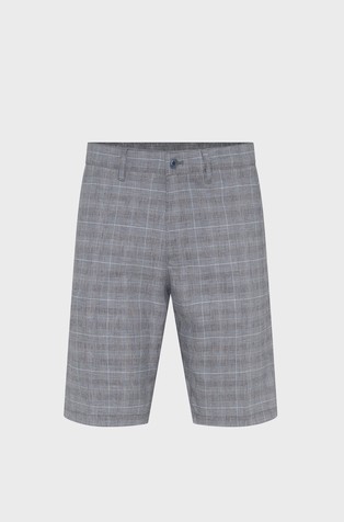 Karirane kratke hlače od mješavine pamuka i lana