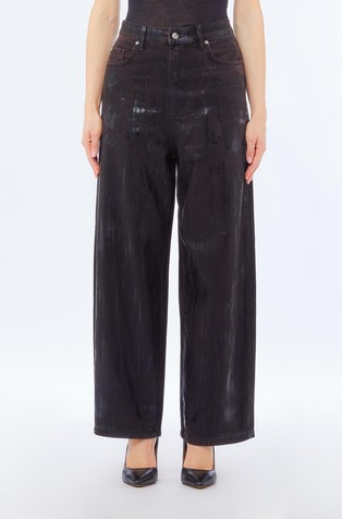 Voštane jeans hlače sa širokim nogavicama