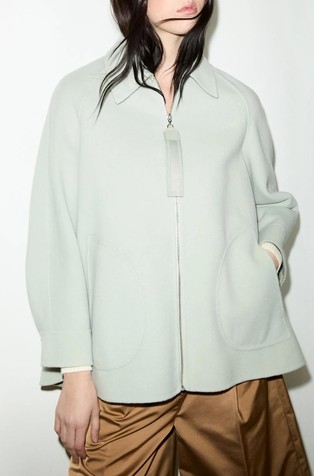 Loose fit double-woven wool shirt jacket