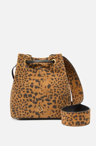 Mini bucket torbica od brušene kože s leopard uzorkom