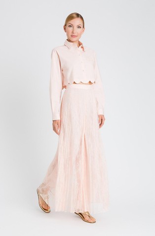 Cropped košulja od popelina s valovitim rubom