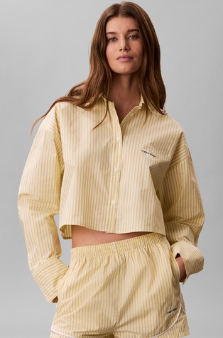 Prugast cropped gornji dio pidžame od pamučnog popelina