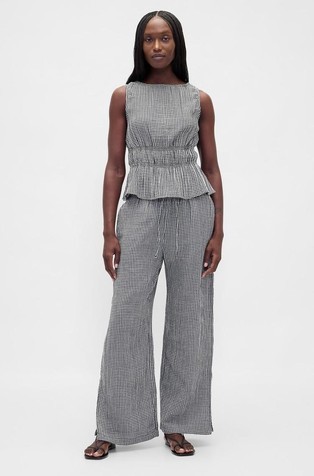 Cotton Gauze Easy Split-Hem Pants