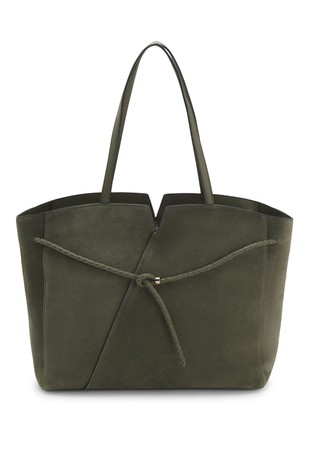 Tote bag in suede with braided belt