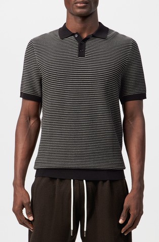 Regular fit short-sleeved polo in jacquard knit