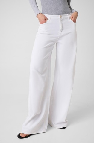 Wide-leg lyocell cotton blend trousers