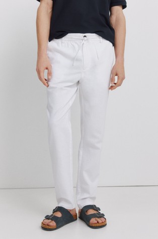 Cotton and linen comfort fit chinos