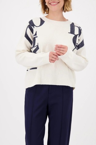 Pleten pulover s kontrastnim natpisima