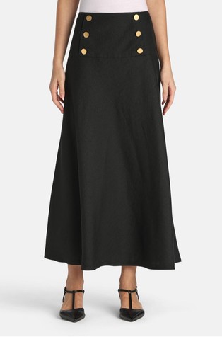 Linen skirt with decorative buttons