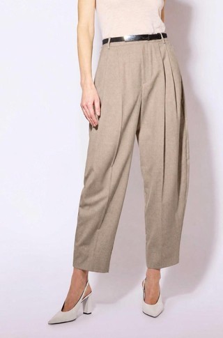 Wool gabardine balloon fit trousers