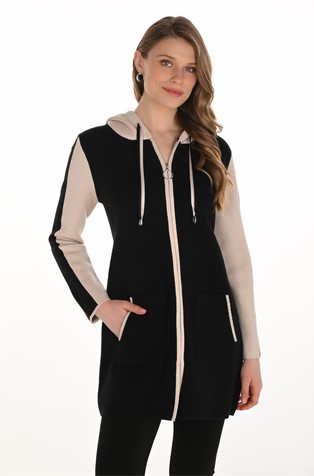 Duži kardigan od mješavine viskoze s kapuljačom