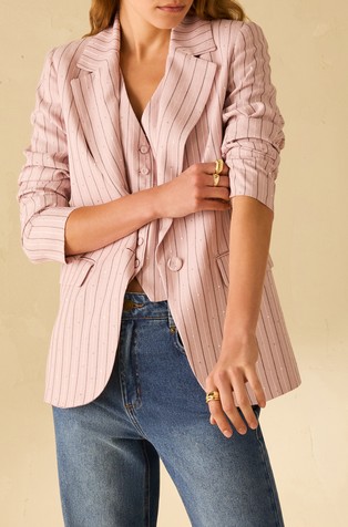 Pinstriped blazer with sequins