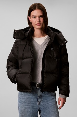 Short Down Puffer Jacket With Hood