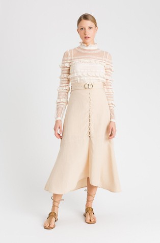 Bluza od točkastog tila i čipke