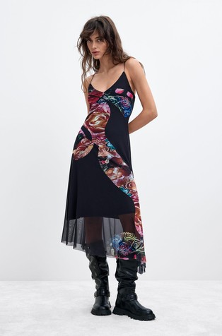 Asymmetric Floral Dress M. C. Lacroix