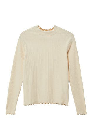 Slim fit rebrasta majica s valovitim rubovima