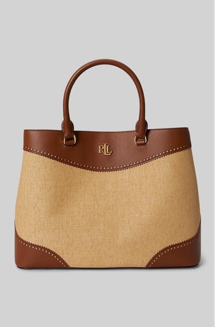 Marcy Straw & Leather Large Satchel