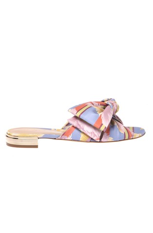 Leather mule with floral print