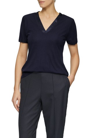 T-shirt in a mix of materials with a satin trim