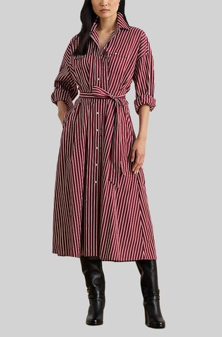 Prugasta pamučna košulja-haljina