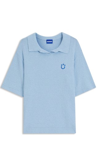 Short-sleeved oversized-fit sweater in cotton-blend