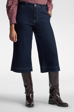 Capri jeans hlače sa širokim nogavicama