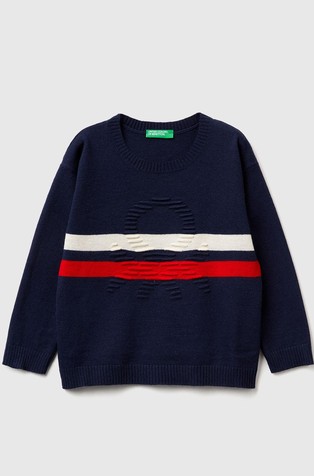 Pleten pulover s reljefnim logotipom